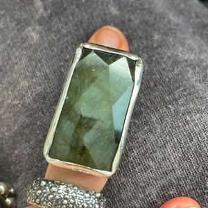 Very Rare Dark green nephrite jade Chan Luu couture ring!